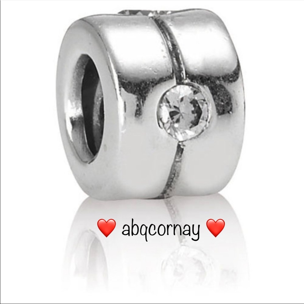 EUC Pandora 790172CZ Sterling Silver Band Bead w/ Clear Zirconia